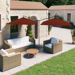 Parasol de jardin double et m&acirc;t en acier terre cuite 600x300 cm