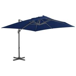 Parasol de jardin en porte-&agrave;-faux et m&acirc;t en aluminium bleu azur alsavelo