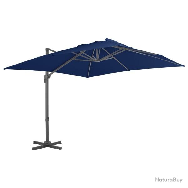 Parasol de jardin en porte-�-faux et m�t en aluminium bleu azur