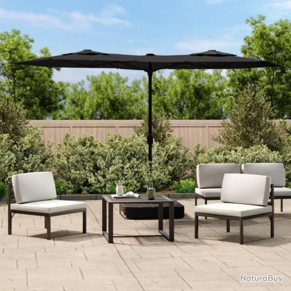Parasol de jardin � double t�te avec LED noir 316x240 cm