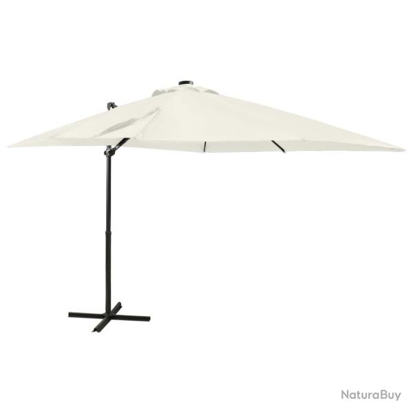 Parasol de jardin en porte--faux et mt et lumires LED sable alsavelo