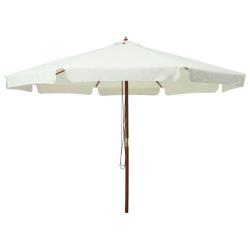Parasol d'ext&eacute;rieur avec m&acirc;t en bois 330 cm blanc sable