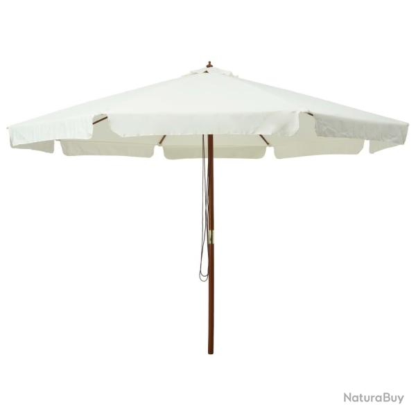 Parasol d'ext�rieur avec m�t en bois 330 cm blanc sable