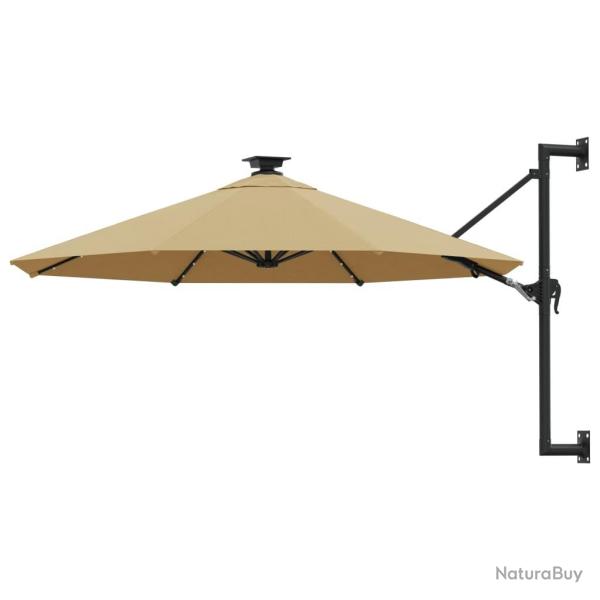 Parasol mural de jardin avec LED 300 cm taupe