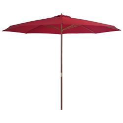 Parasol d'ext&eacute;rieur avec m&acirc;t en bois 350 cm Bordeaux