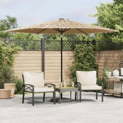Parasol de jardin avec LED et m&acirc;t en acier marron 288x288x225cm