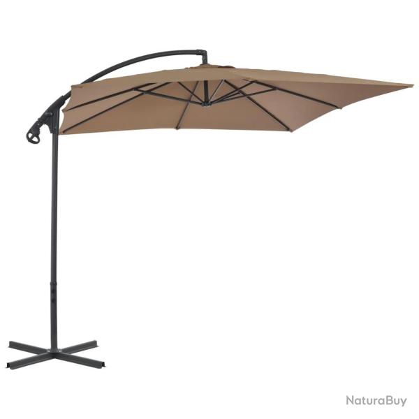 Parasol de jardin en porte--faux avec poteau en acier taupe alsavelo