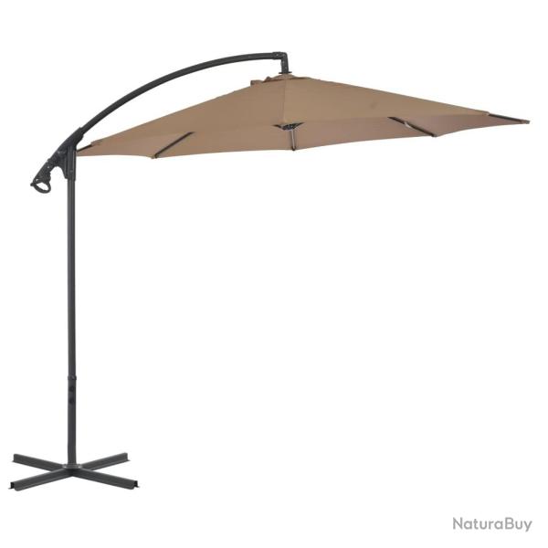 Parasol de jardin en porte--feux avec poteau en acier taupe alsavelo