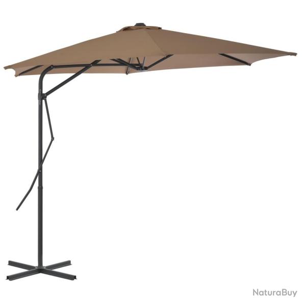 Parasol d'extrieur avec mt en acier 300 cm Taupe alsavelo