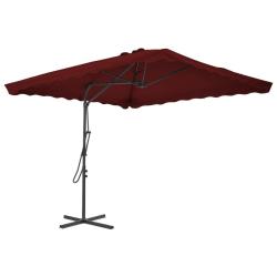 Parasol de jardin et m&acirc;t en acier rouge bordeaux 250x250x230 cm