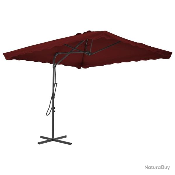 Parasol de jardin et m�t en acier rouge bordeaux 250x250x230 cm