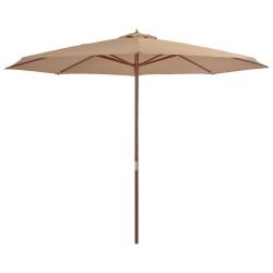 Parasol d'ext&eacute;rieur avec m&acirc;t en bois 350 cm Taupe alsavelo