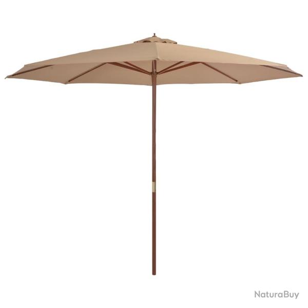 Parasol d'ext�rieur avec m�t en bois 350 cm Taupe