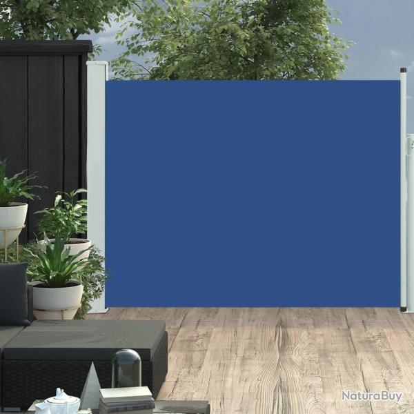 Auvent latral rtractable de patio 140x500 cm Bleu alsavelo