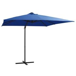Parasol de jardin en porte-&agrave;-faux lumi&egrave;res LED et m&acirc;t en acier