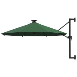 Parasol mural de jardin avec LED 300 cm vert