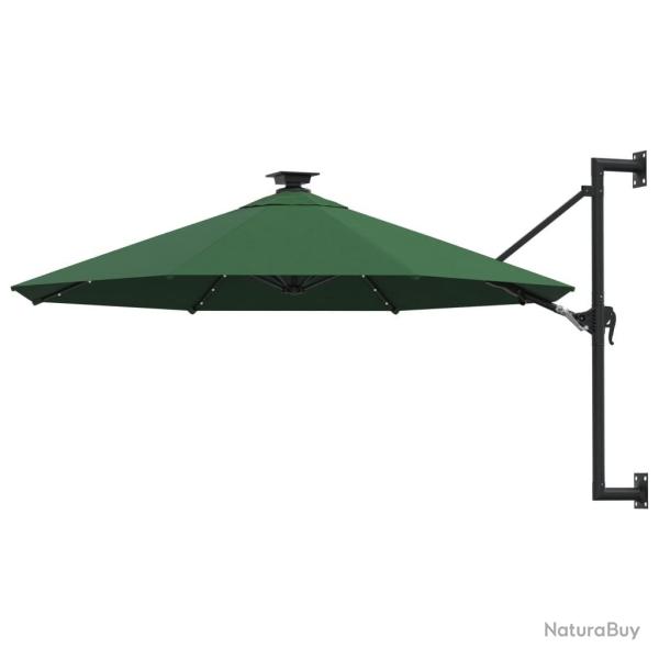 Parasol mural de jardin avec LED 300 cm vert