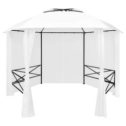 Chapiteau de jardin avec rideaux 360x312x265 cm Blanc 180 g/m&sup2; alsavelo