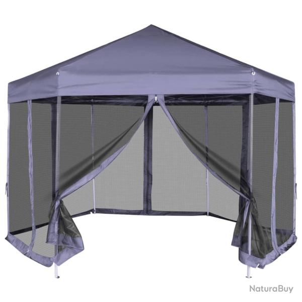 Chapiteau hexagonal avec 6 parois lat�rales 3,6x3,1m Bleu fonc� alsavelo
