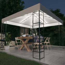 Chapiteau de jardin avec guirlande lumineuse &agrave; LED 3x3 m Blanc