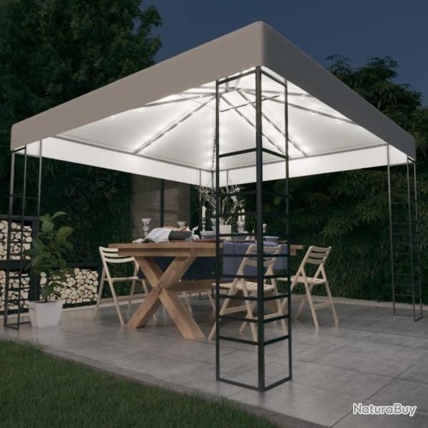 Chapiteau de jardin avec guirlande lumineuse � LED 3x3 m Blanc