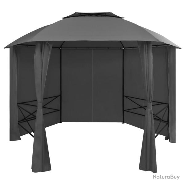 Chapiteau tente de jardin avec rideaux Hexagonal 360 x 265 cm alsavelo