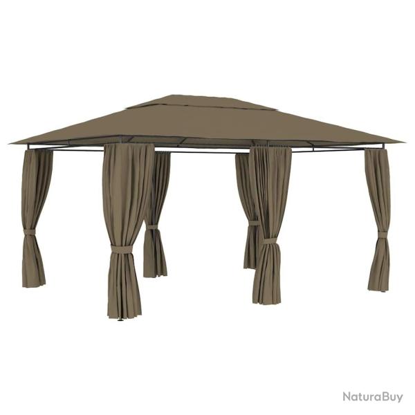 Chapiteau de jardin avec rideaux 4x3 m Taupe 180 g/m�