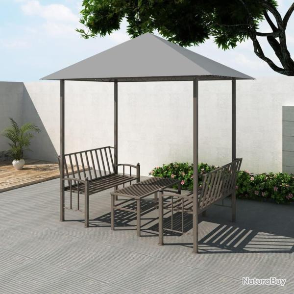 Chapiteau de jardin avec table et bancs 2,5x1,5x2,4m Anthracite alsavelo