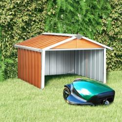 Abri pour robot de jardin 92x97x63 cm Acier galvanis&eacute; Marron