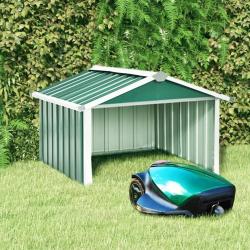 Abri tondeuse robot de jardin 92x97x63 cm Acier galvanis&eacute; Vert