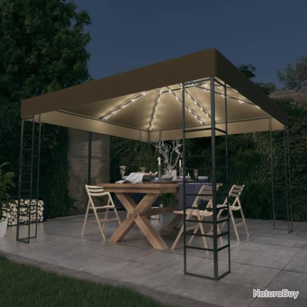 Chapiteau avec guirlande lumineuse � LED 3x3 m Taupe