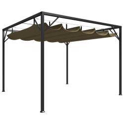 Chapiteau de jardin avec auvent r&eacute;tractable 3x3m Taupe 180 g/m&sup2;
