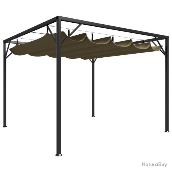 Chapiteau de jardin avec auvent r�tractable 3x3m Taupe 180 g/m�