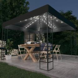 Chapiteau de jardin avec lumi&egrave;res LED 3x3 m Anthracite alsavelo