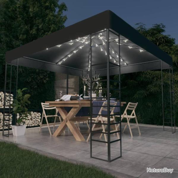 Chapiteau de jardin avec lumi�res LED 3x3 m Anthracite alsavelo