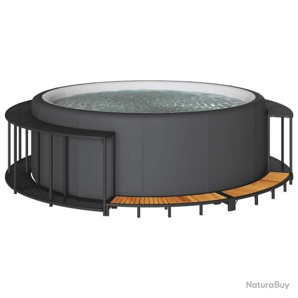 Cadre de bain � remous rangement et marche noir r�sine tress�e