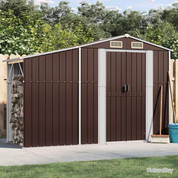 Abri de jardin marron 277x93x179 cm acier galvanis�