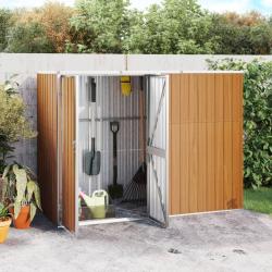Abri &agrave; outils de jardin marron 225x89x161 cm acier galvanis&eacute;
