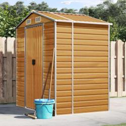 Abri de jardin marron clair 191x130x198 cm acier galvanis&eacute;