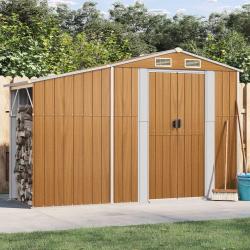 Abri de jardin marron 277x93x179 cm acier galvanis&eacute;