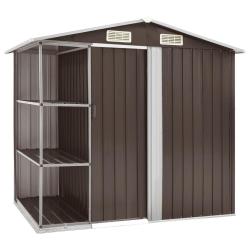 Abri de jardin avec &eacute;tag&egrave;re Marron 205x130x183 cm Fer