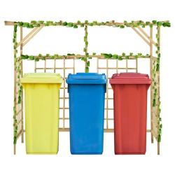 Pergola de jardin pour poubelles triples Bois de pin impr&eacute;gn&eacute;
