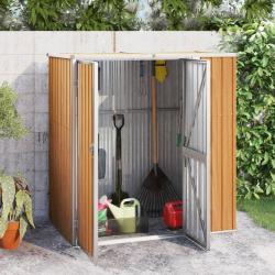 Abri &agrave; outils de jardin marron 161x89x161 cm acier galvanis&eacute;