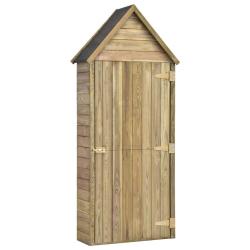 Abri &agrave; outils de jardin et porte 69,5x32x178cm Pin&egrave;de impr&eacute;gn&eacute;e
