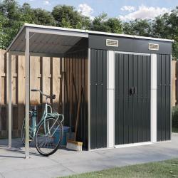 Abri de jardin avec toit prolong&eacute; anthracite 277x110,5x181 cm