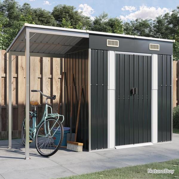 Abri de jardin avec toit prolong� anthracite 277x110,5x181 cm alsavelo