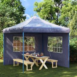 Paroi de tente de r&eacute;ception 2 pcs avec fen&ecirc;tre PE Bleu