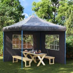 Paroi de tente de r&eacute;ception 2 pcs avec fen&ecirc;tre PE Anthracite
