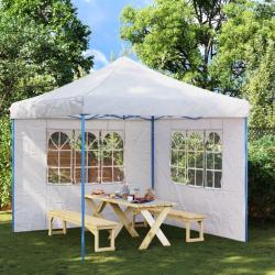 Paroi de tente de r&eacute;ception 2 pcs avec fen&ecirc;tre PE Blanc