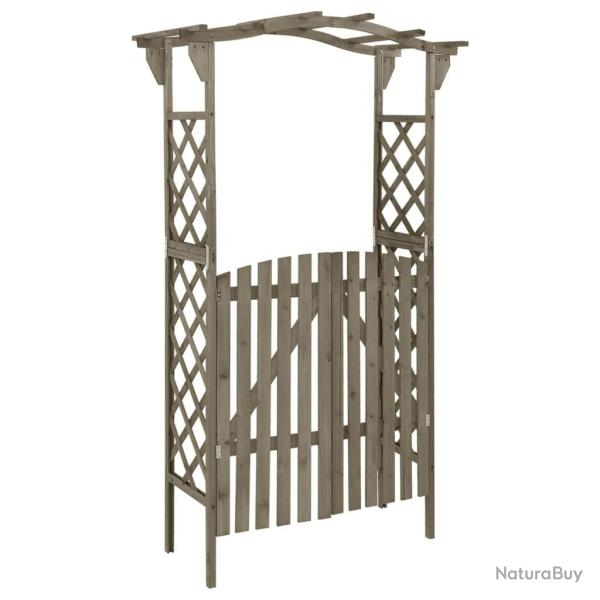 Pergola avec portail 116x40x204 cm Gris Bois de sapin massif